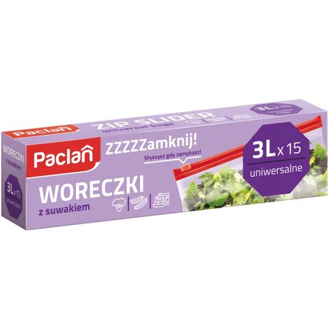 Woreczki z suwakiem Paclan 3L 15 szt.