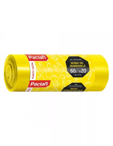 Worek do segregacji plastik Paclan 60l 20 szt żółty
