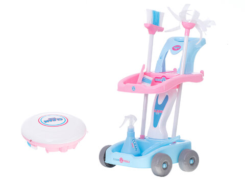 Wieloelementowy zestaw do sprzątania wózek, odkurzacz-robot i akcesoria dla dzieci