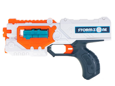 Zestaw wyrzutnia pistolet Storm Zone z tarczą i strzałkami biały 
