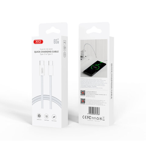 XO kabel NB-Q260A PD USB-C - USB-C 1m biały 60W