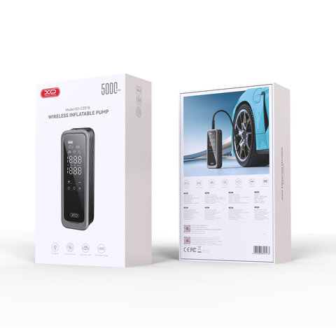 XO pompka do kół CZ018 czarna uniwersalna 5000mAh bezprzewodowa XO pompka do kół CZ018 czarna uniwersalna 5000mAh bezprzewodowa