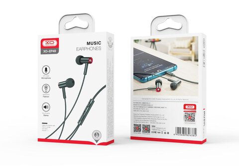 XO słuchawki przewodowe EP49 jack 3,5 mm dokanałowe ciemnozielone XO słuchawki przewodowe EP49 jack 3,5 mm dokanałowe ciemnozielone