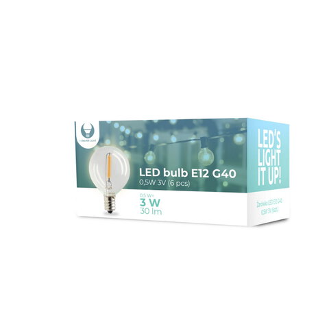 Żarówka LED E12 G40 0.5W 3V 30lm przezroczysta Forever Light 6 sztuk
