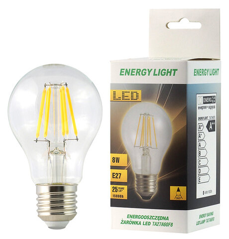 Żarówka LED Filament E27 8W bańka Energy Light RETRO