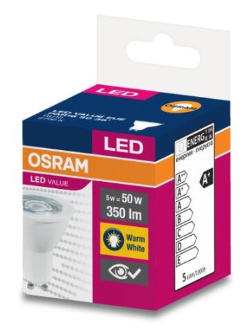 Żarówka LED OSRAM GU10 5W Biała Ciepła 2700k (kąt świecenia 36 stopni)