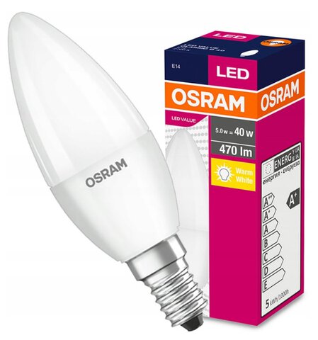 Żarówka LED OSRAM Świeczka E14 5.5W Biała Ciepła 2700k