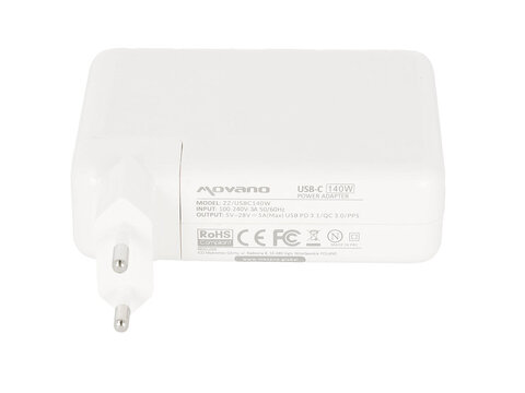 Zasilacz Movano 140W USB type C USB-C (white)