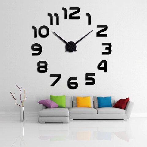 Zegar Ścienny naklejany duży 80 -120 cm czarny