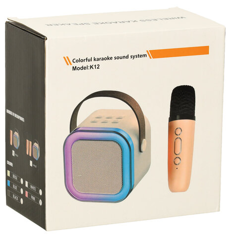 Zestaw do karaoke mikrofon + głośnik przenośny BLUETOOTH USB LED różowy Zestaw do karaoke mikrofon + głośnik przenośny BLUETOOTH USB LED różowy