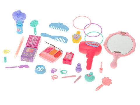 Walizka z akcesoriami kosmetycznymi i stoliczkiem dla dzieci różowa 37 elementów
