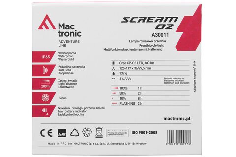 Zestaw lampek rowerowych Mactronic Scream 02 + everActive TL-X2