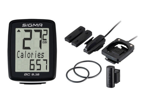 Zestaw licznik rowerowy Sigma 9.16 przewodowy 09160 + dodatkowa podstawka 00201 na drugi rower
