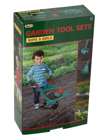 Zestaw ogrodnika z taczką narzędziami ogrodniczymi i akcesoriami 