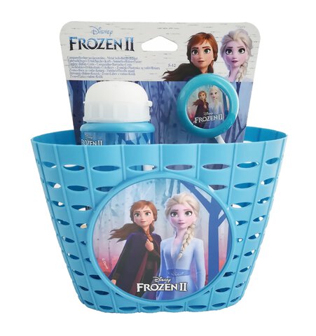 Zestaw rowerowy koszyk + bidon + dzwonek Disney Frozen