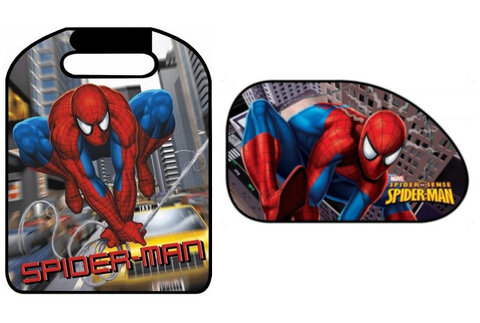 Zestaw samochodowy Disney Spiderman ochraniacz na tył siedzenia + osłonki przeciwsłoneczne