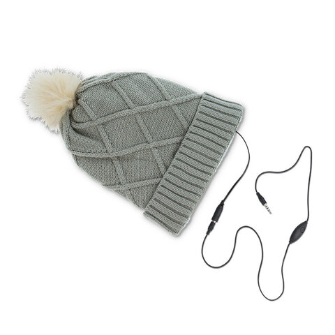 Zimowa czapka z wbudowanymi słuchawkami Forever Winter romby szara