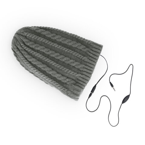 Zimowa czapka z wbudowanymi słuchawkami Forever Winter warkocz szara